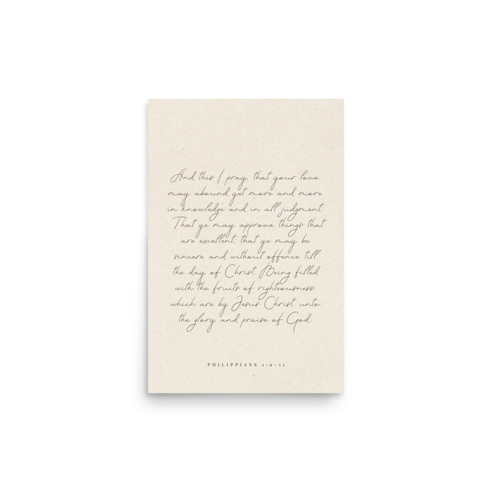 “Abound in Love” – Philippians 1:9–11 KJV Scripture Wall Art