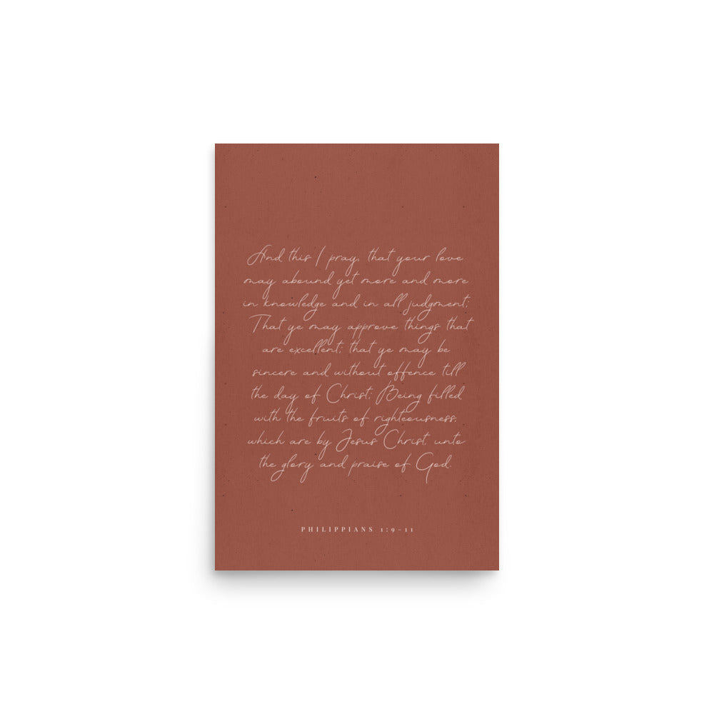 “Abound in Love” – Philippians 1:9–11 KJV Scripture Wall Art