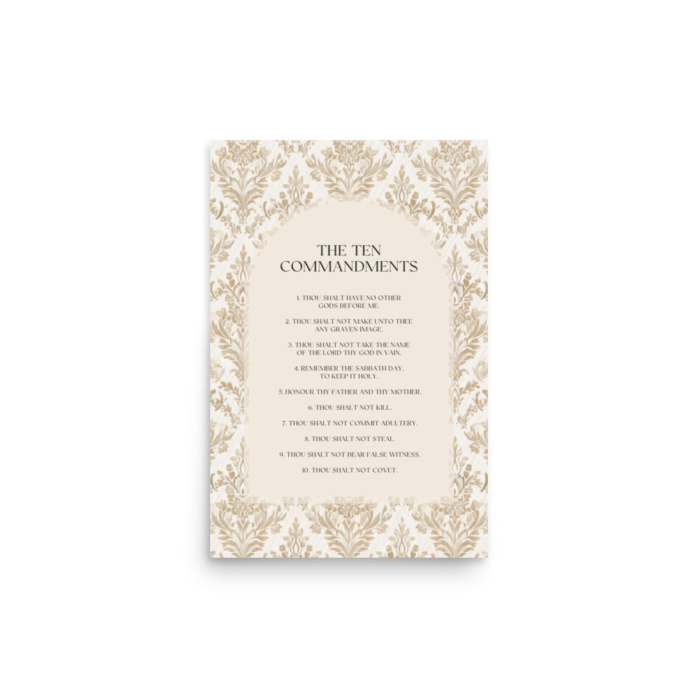 The Ten Commandments: Arch Design Print with Roman Numerals or List