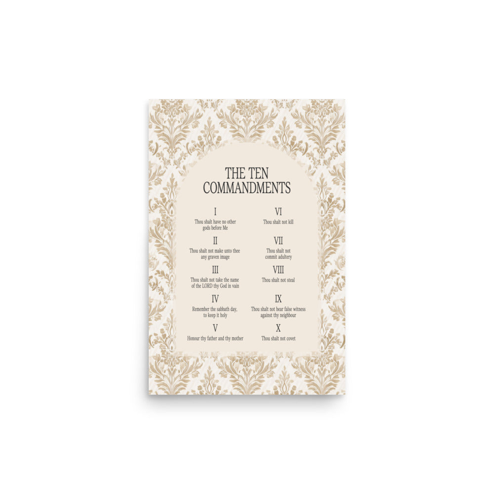 The Ten Commandments: Arch Design Print with Roman Numerals or List