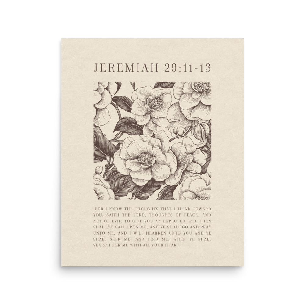 Jeremiah 29:11 - Floral On Beige  