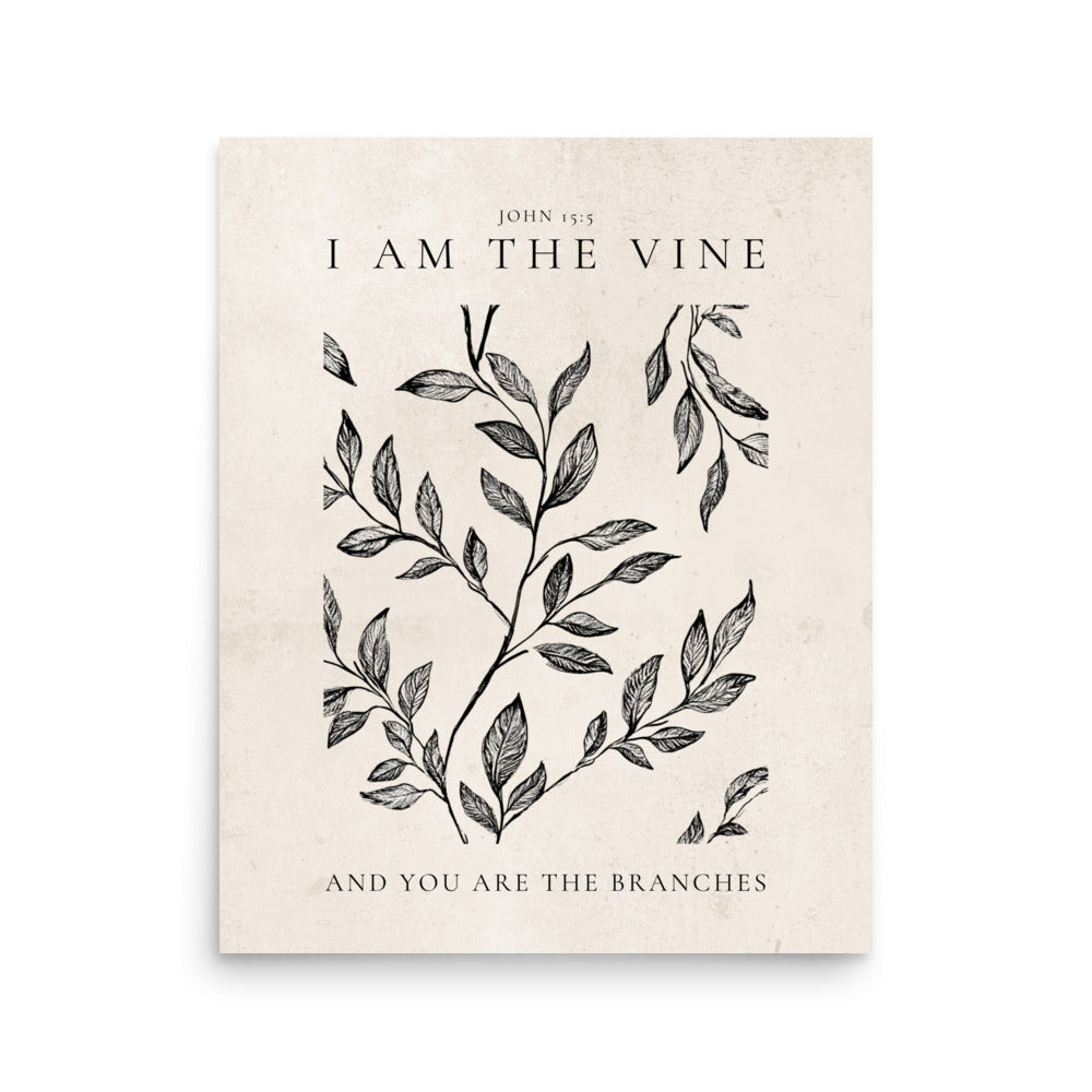 John 15:5 Vintage Floral On Beige Background  
