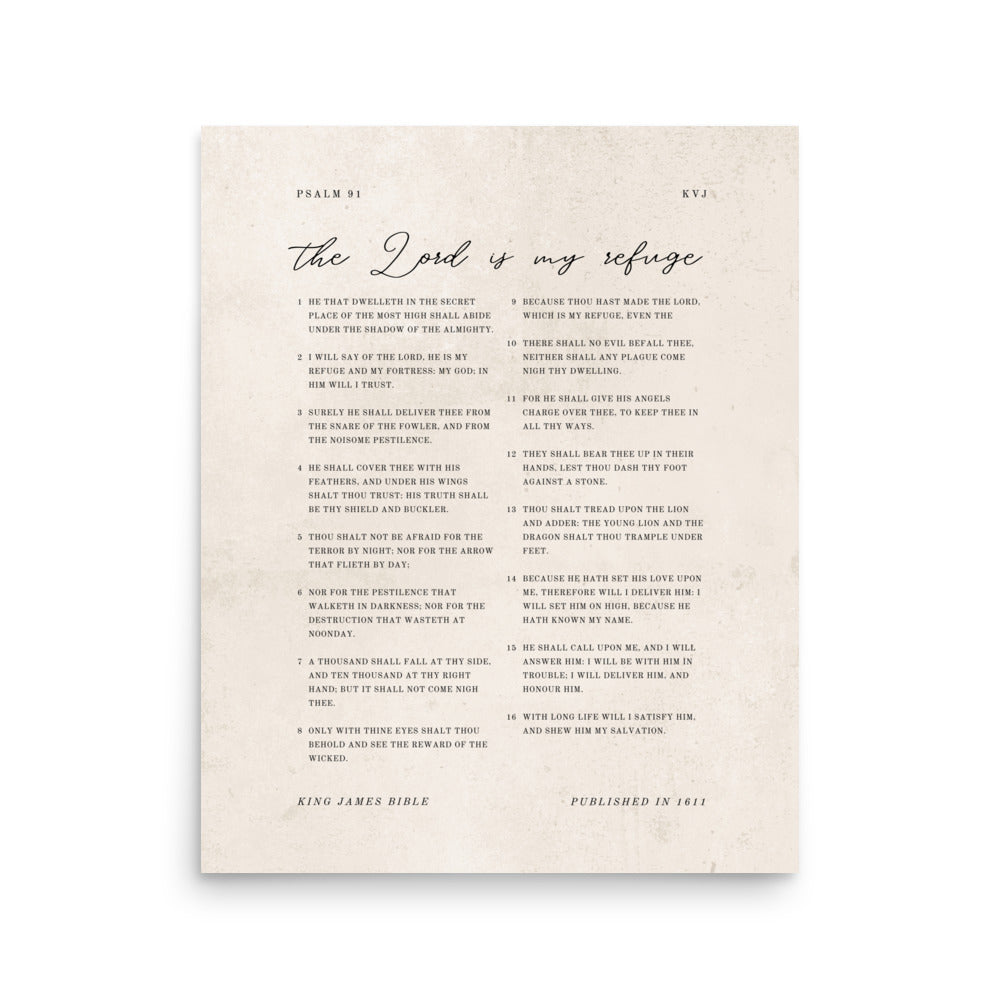 Psalm 91 KJV Entire Chapter On Beige  