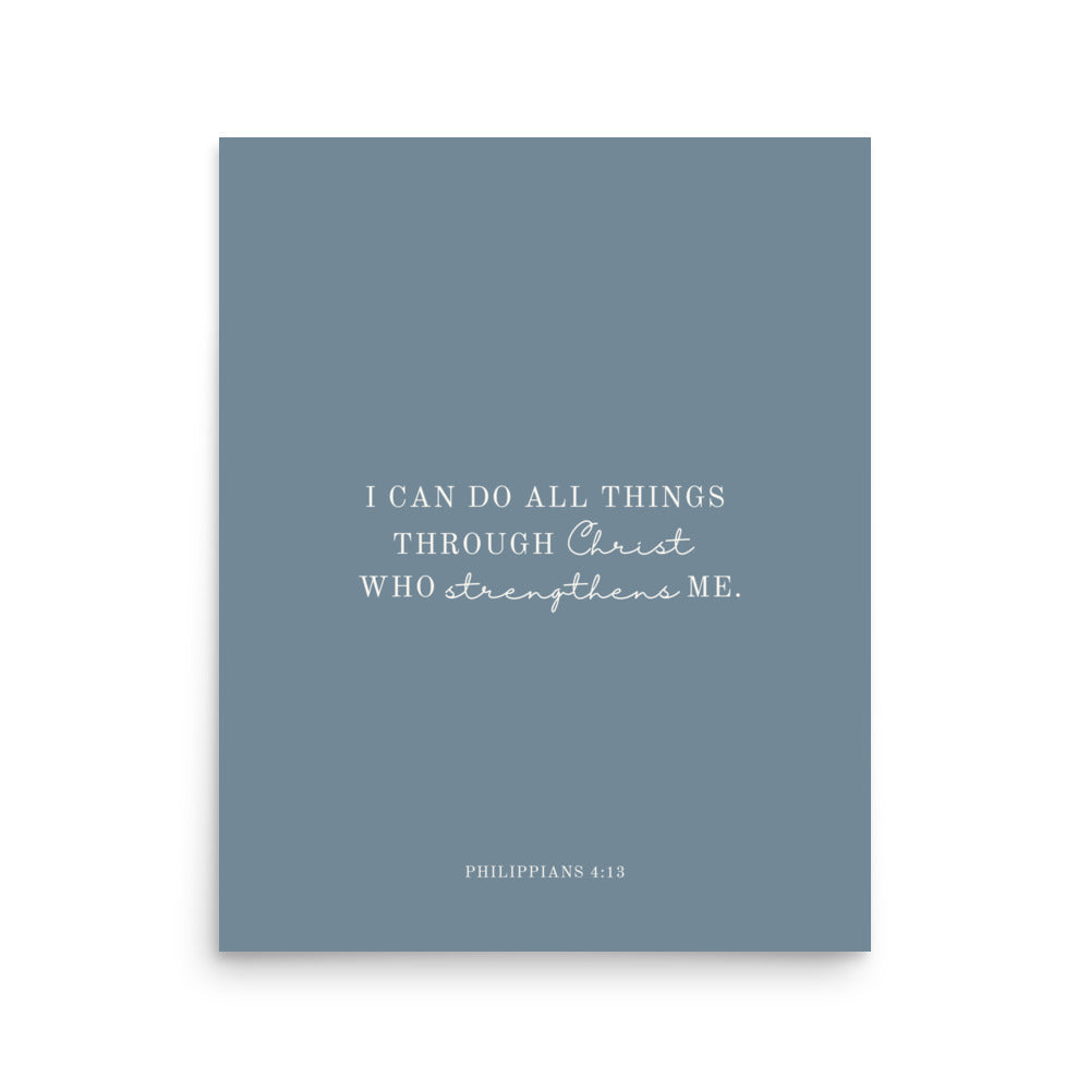 Philippians 4:13 Print - Light Blue Background  