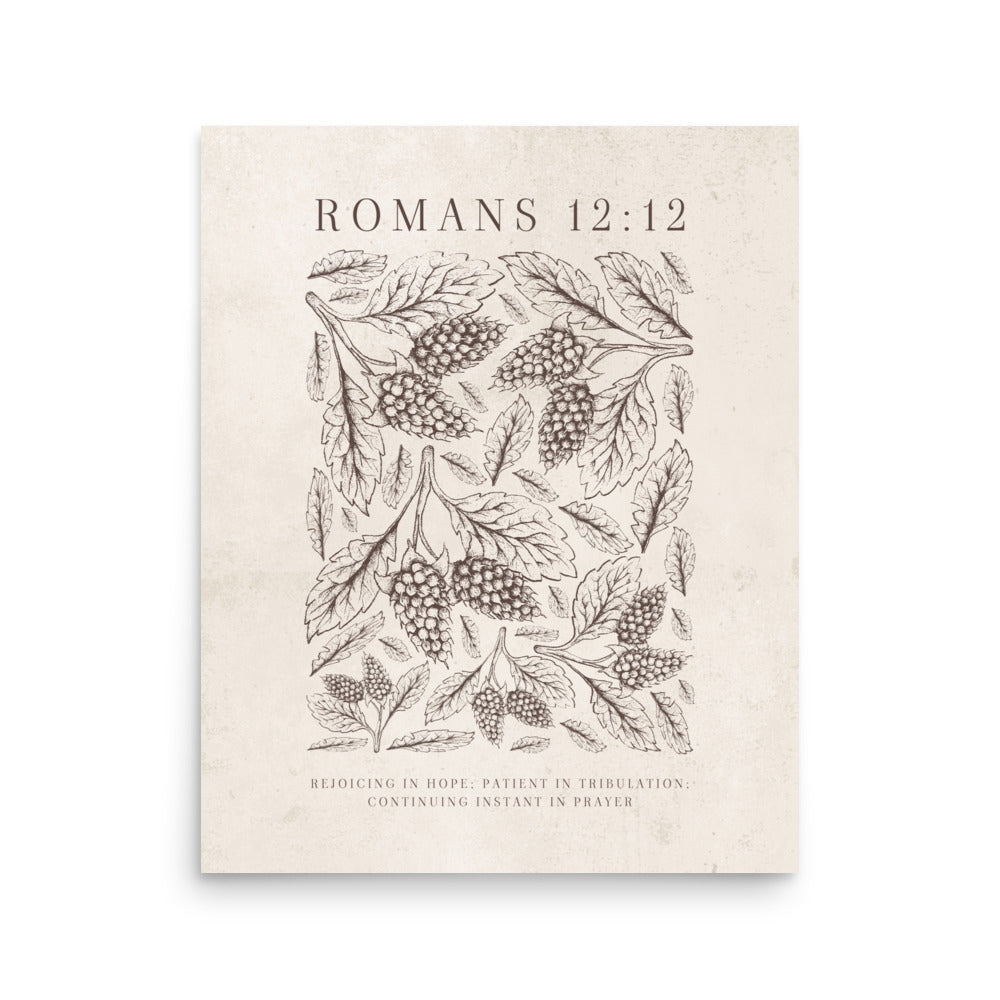 Romans 12:12 Floral On Beige  