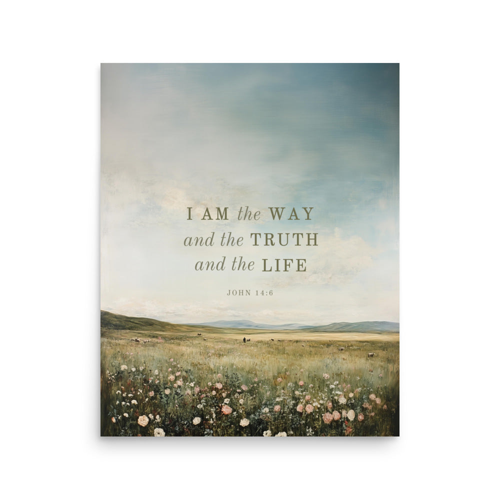 John 14:6 Meadow Dark Text 16x20