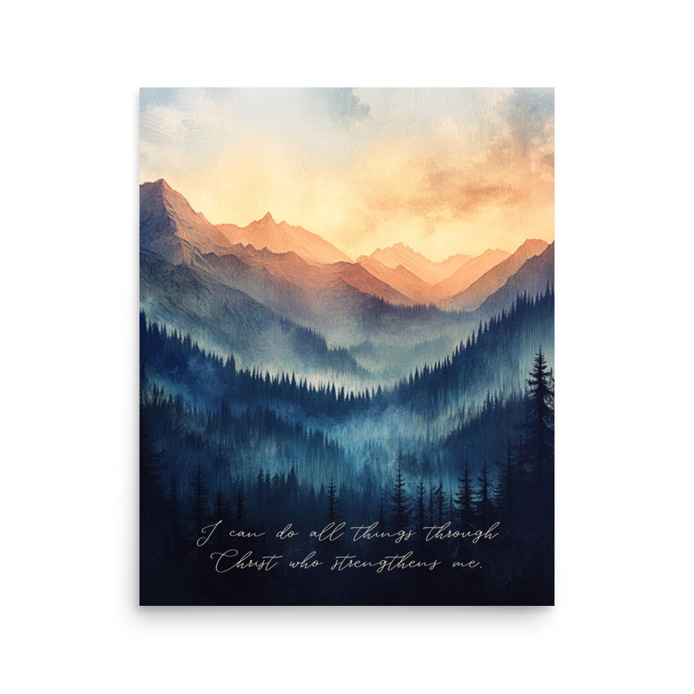 Philippians 4:13 - Mountain Landscape Art  