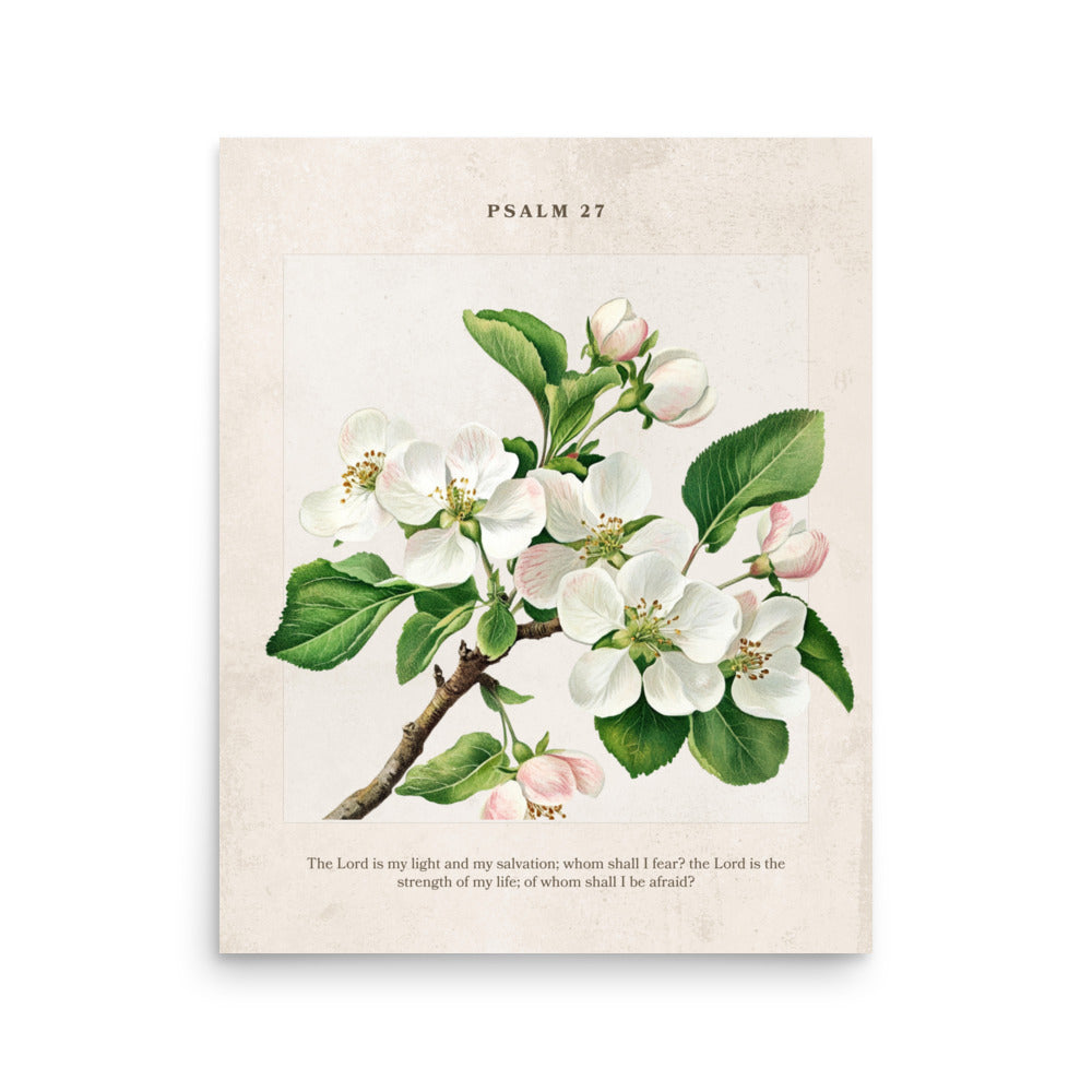 Psalm 27 Quote Vintage Floral On Beige Background  
