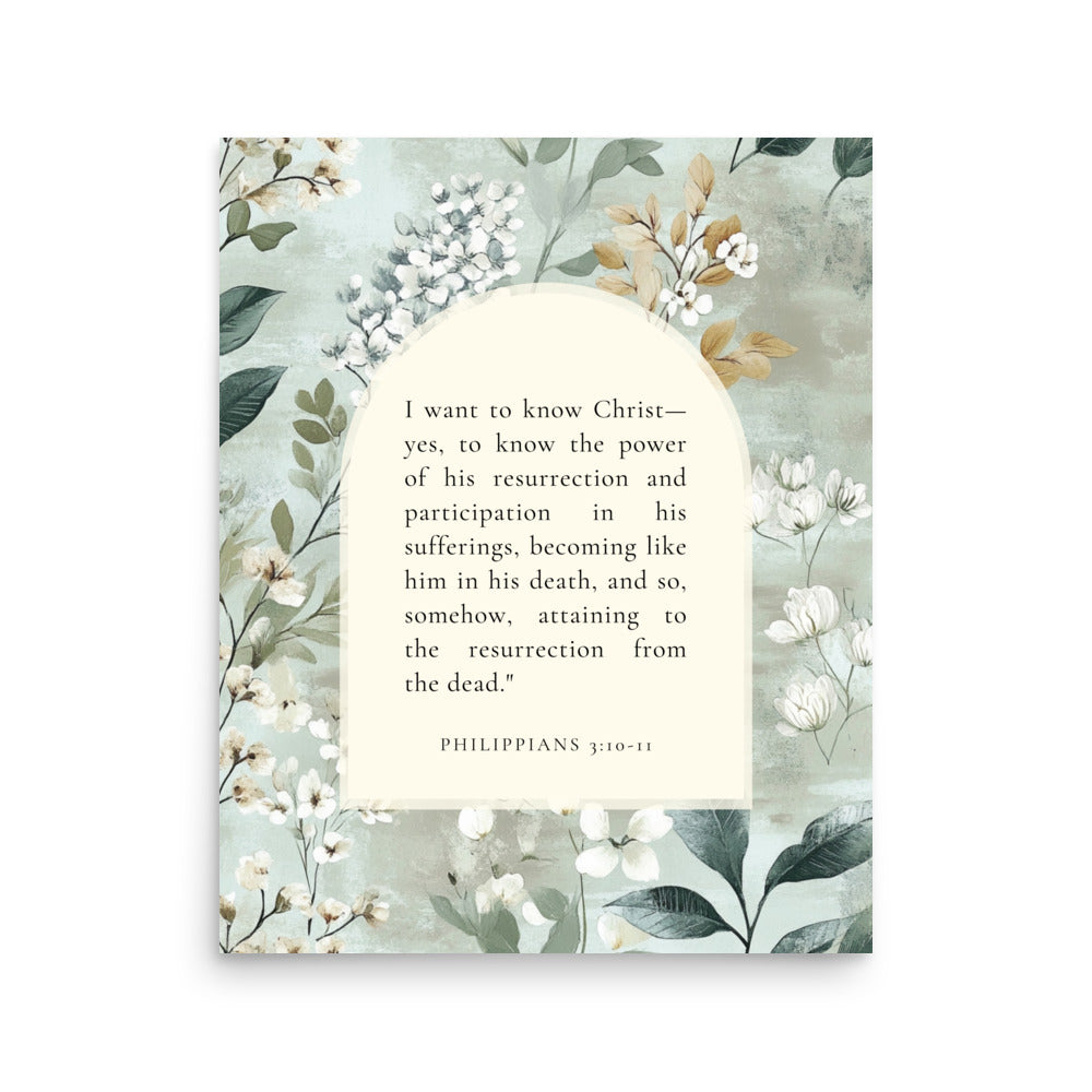 Philippians 3:10-11 –  Soft Floral Background 16x20