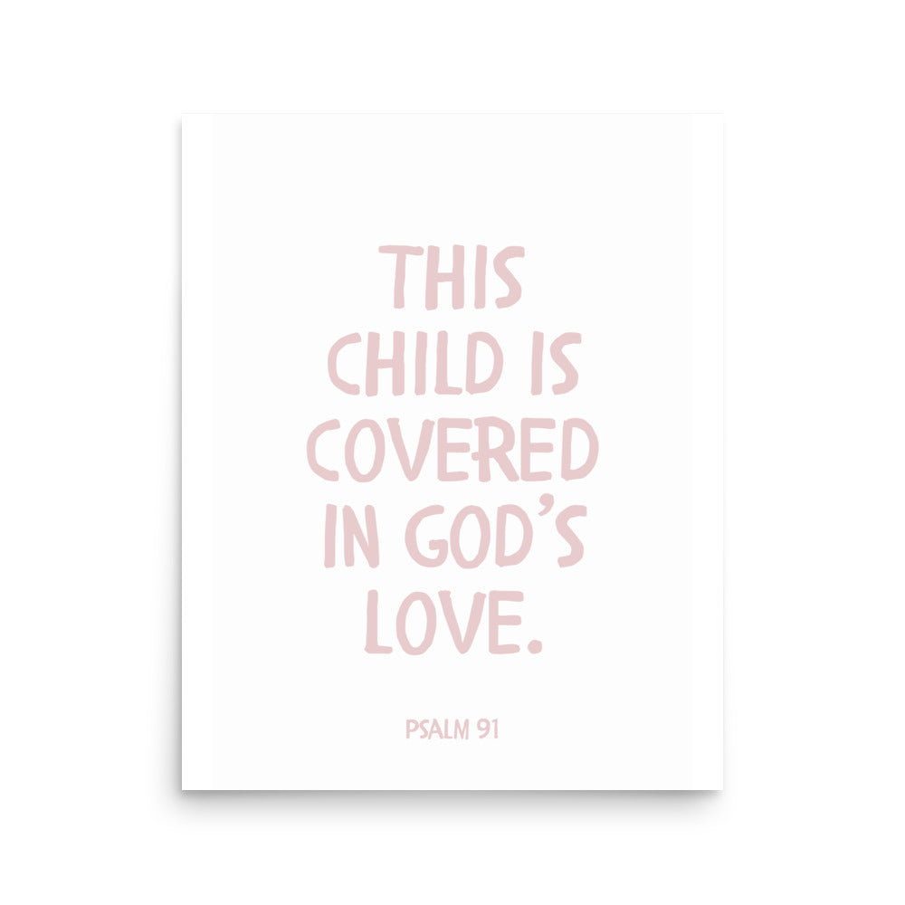 Psalm 91 Verse - A Soft Nursery Wall Art Print