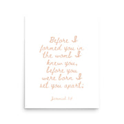Jeremiah 1:5 - Framed Bible Verse Print