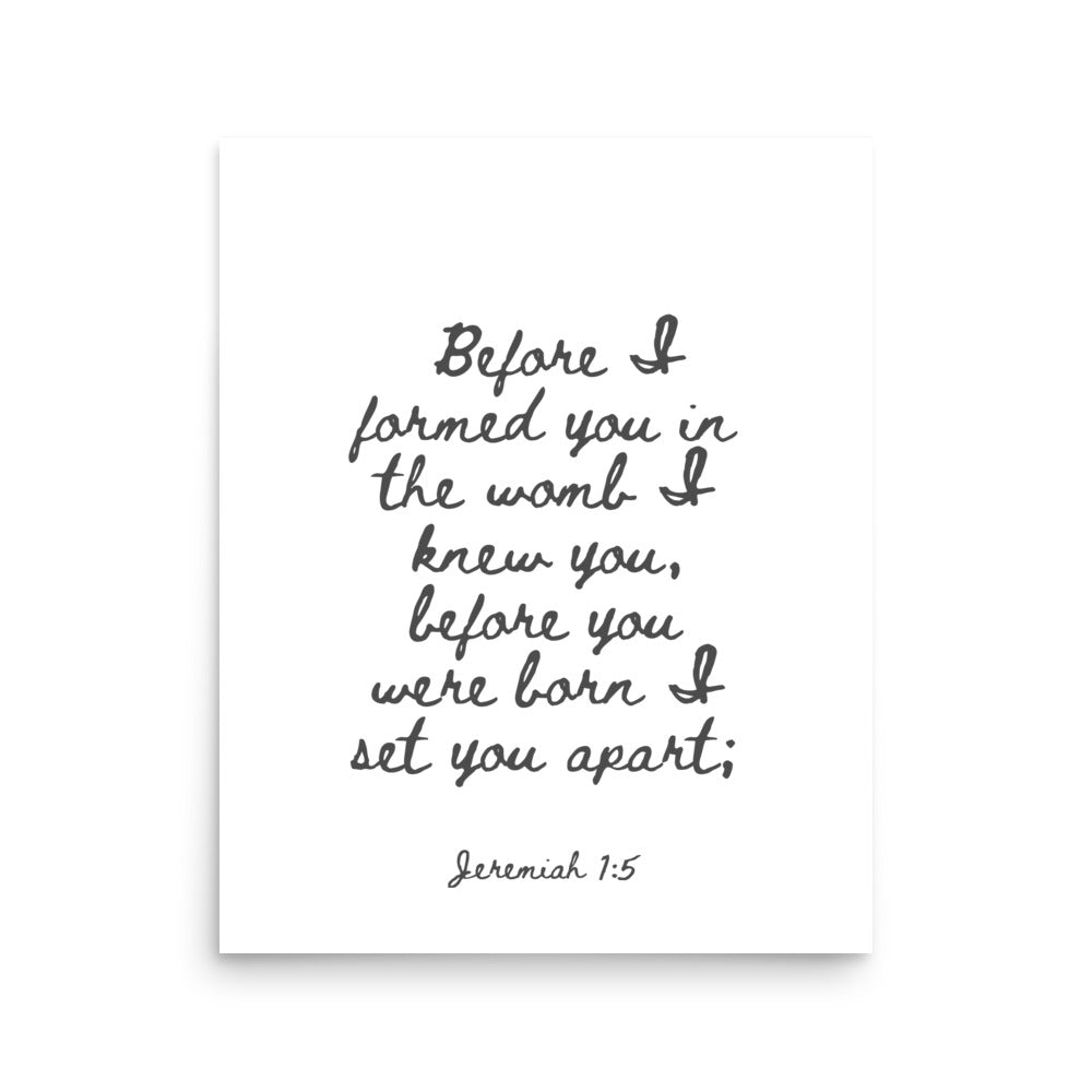 Jeremiah 1:5 - Framed Bible Verse Print