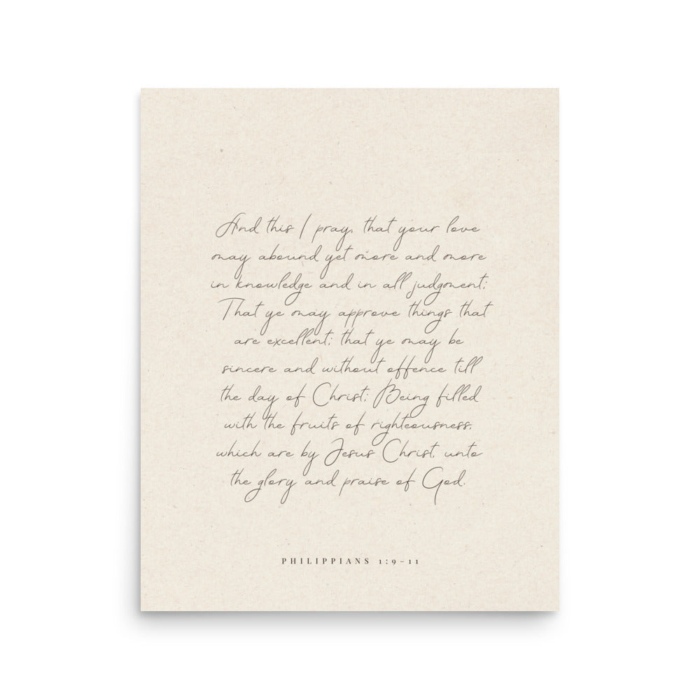“Abound in Love” – Philippians 1:9–11 KJV Scripture Wall Art