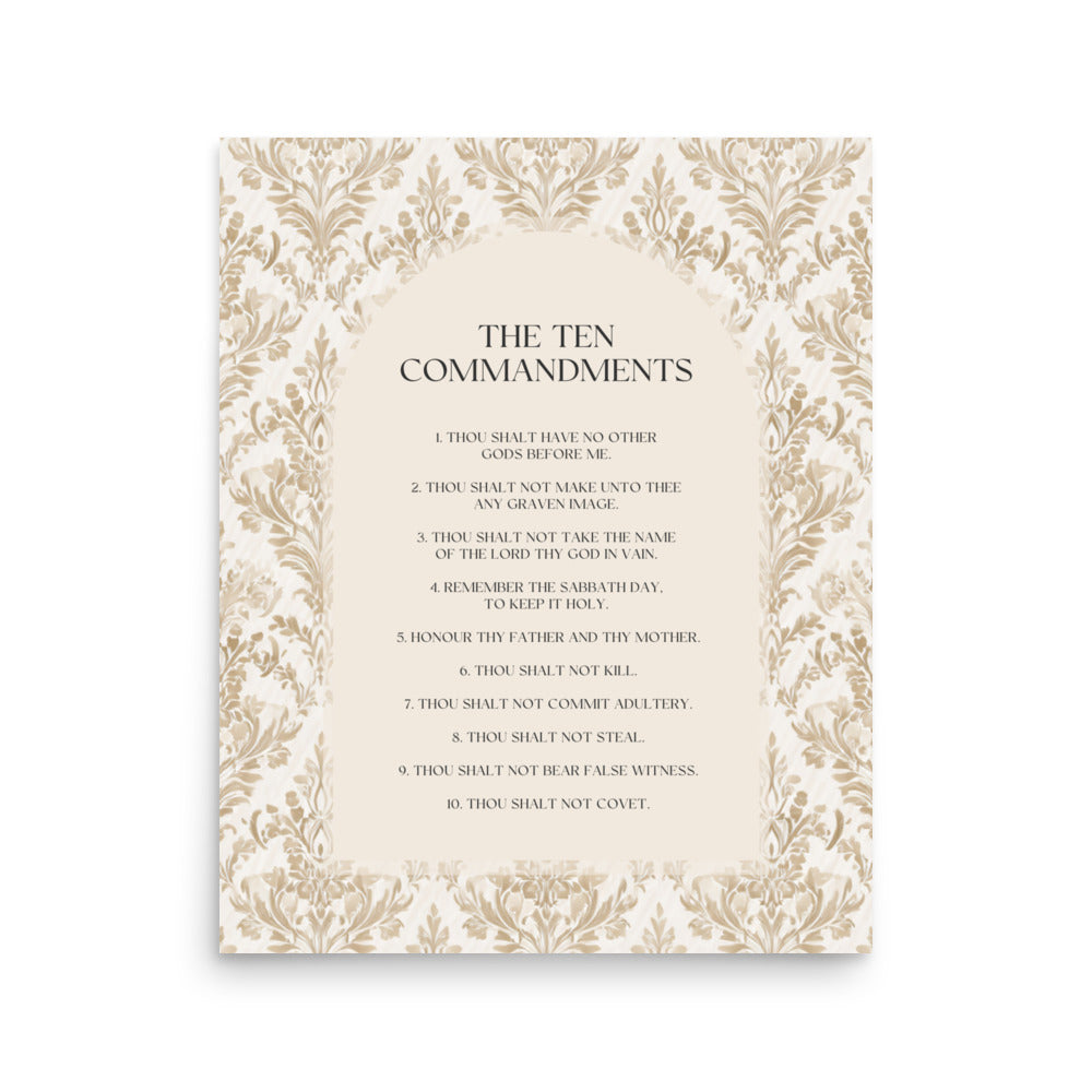 The Ten Commandments: Arch Design Print with Roman Numerals or List