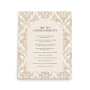 The Ten Commandments: Arch Design Print with Roman Numerals or List