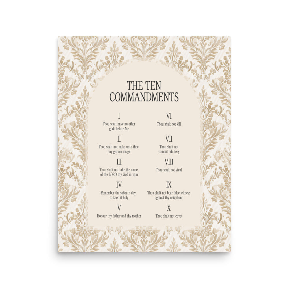 The Ten Commandments: Arch Design Print with Roman Numerals or List