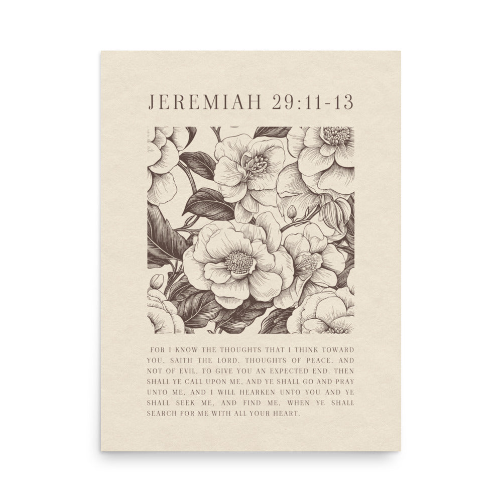 Jeremiah 29:11 - Floral On Beige  