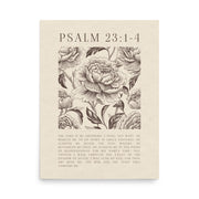 Psalm 23:1-4 Floral Art On Beige Background  