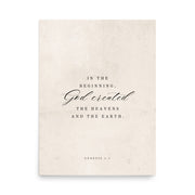 Genesis Verse 1:1 on a Beige Background  