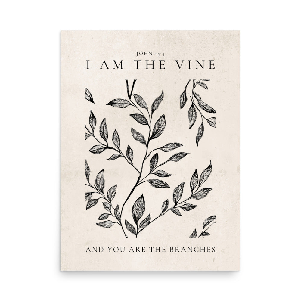 John 15:5 Vintage Floral On Beige Background  