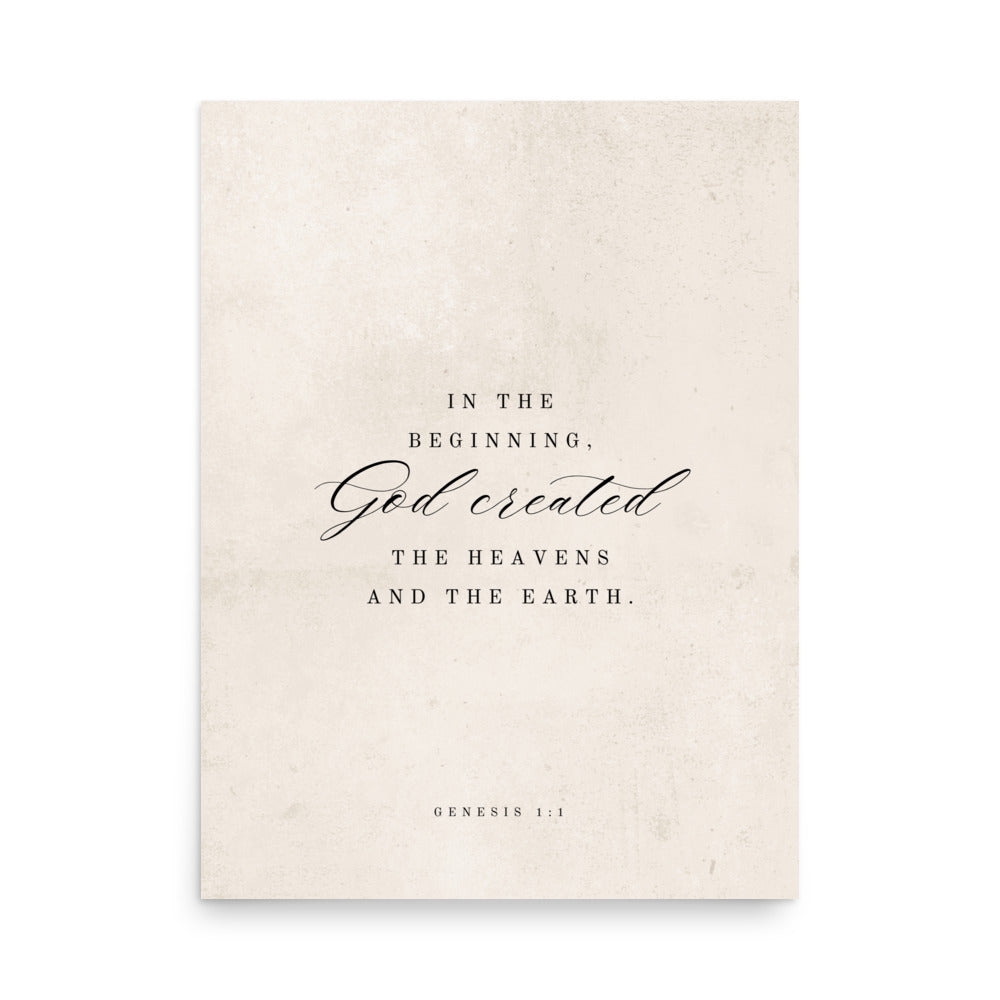 Genesis 1:1 White 18x24