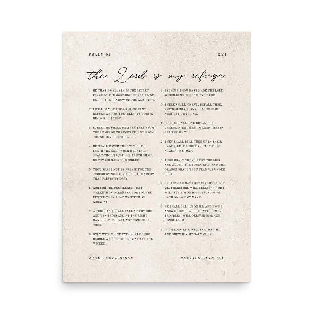 Psalm 91 KJV Entire Chapter On Beige  