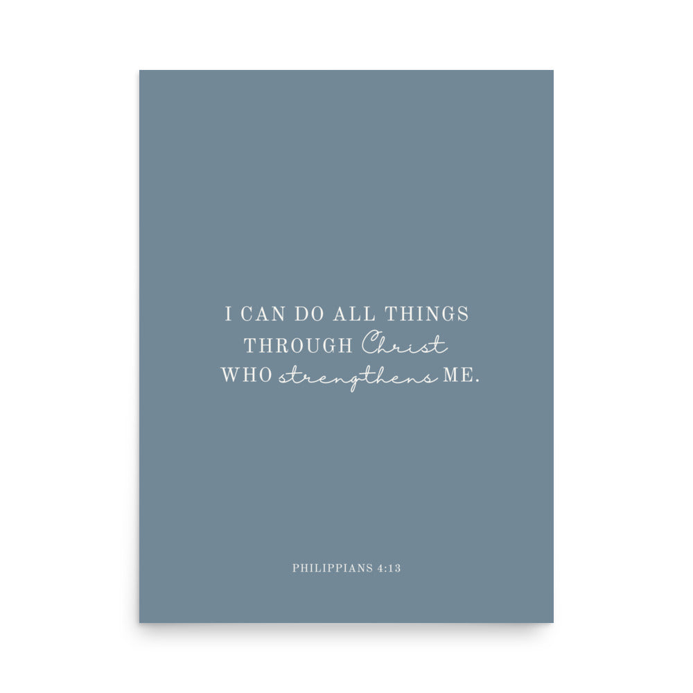 Philippians 4:13 Print - Light Blue Background  
