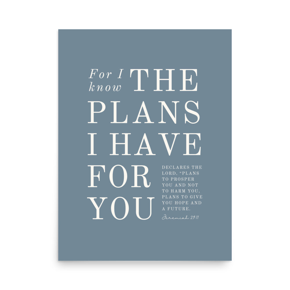 Jeremiah 29:11 Warm Blues Slate Gray 18x24