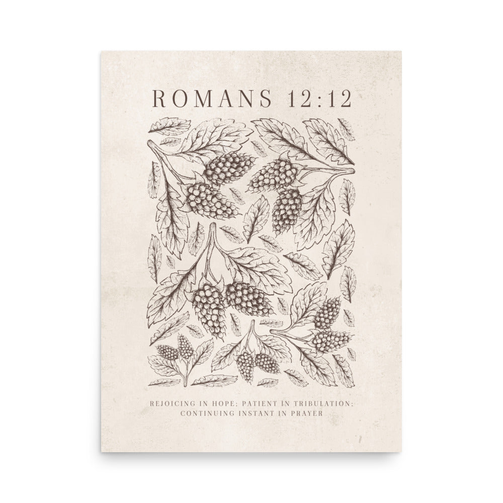 Romans 12:12 Floral On Beige  