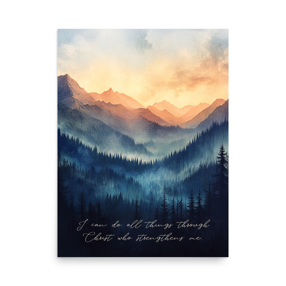 Philippians 4:13 - Mountain Landscape Art  