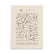 John 3:16 - Black Floral Art On Beige Background    Unframed Matte Paper / 5"x7"-Unframed Matte Paper / 8″×10″-Unframed Matte Paper / 11″×14″-Unframed Matte Paper / 12″×16″-Unframed Matte Paper / 12″×18″-Unframed Matte Paper / 16″×20″-Unframed Matte Paper / A2 (16.5″×23.3″)-Unframed Matte Paper / 18″×24″-Unframed Matte Paper / 24″×36″-Unframed Matte Paper / 20"x30" 