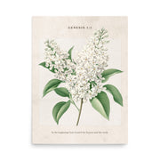Genesis 1:1 - Vintage Style Floral on Beige Background    Unframed Matte Paper / 8″×10″-Unframed Matte Paper / 11″×14″-Unframed Matte Paper / 12″×16″-Unframed Matte Paper / 16″×20″-Unframed Matte Paper / 18″×24″ 