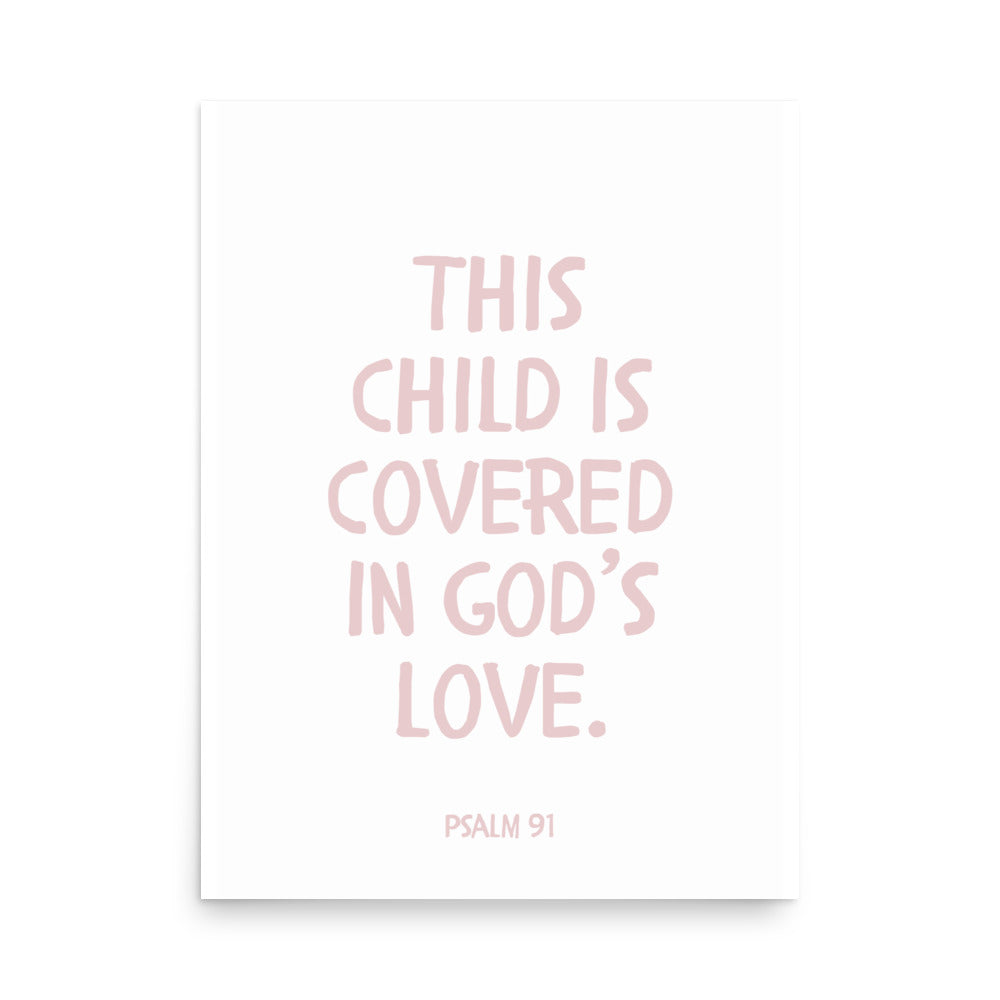 Psalm 91 Verse - A Soft Nursery Wall Art Print