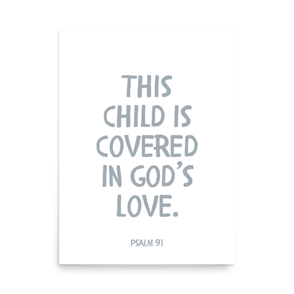 Psalm 91 Verse - A Soft Nursery Wall Art Print