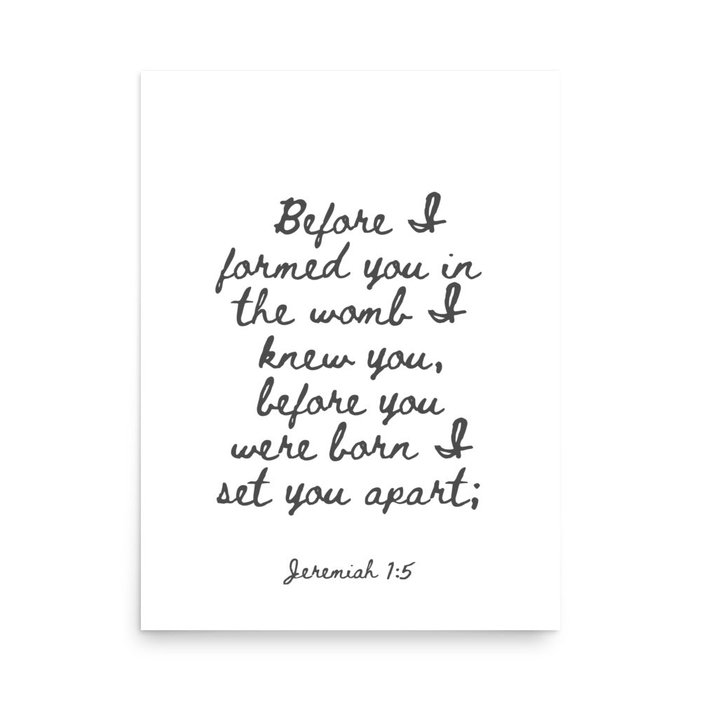Jeremiah 1:5 - Framed Bible Verse Print
