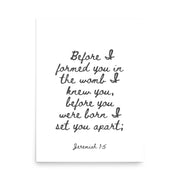 Jeremiah 1:5 - Framed Bible Verse Print