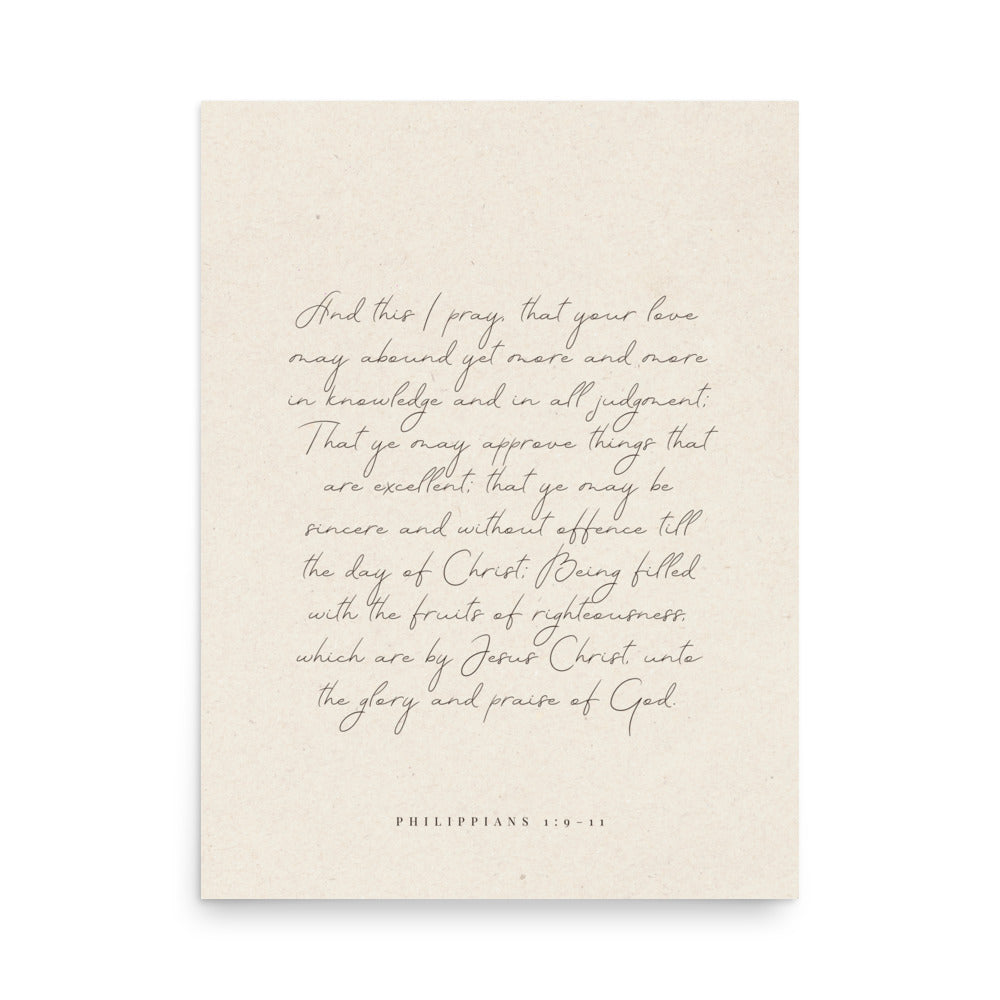 “Abound in Love” – Philippians 1:9–11 KJV Scripture Wall Art