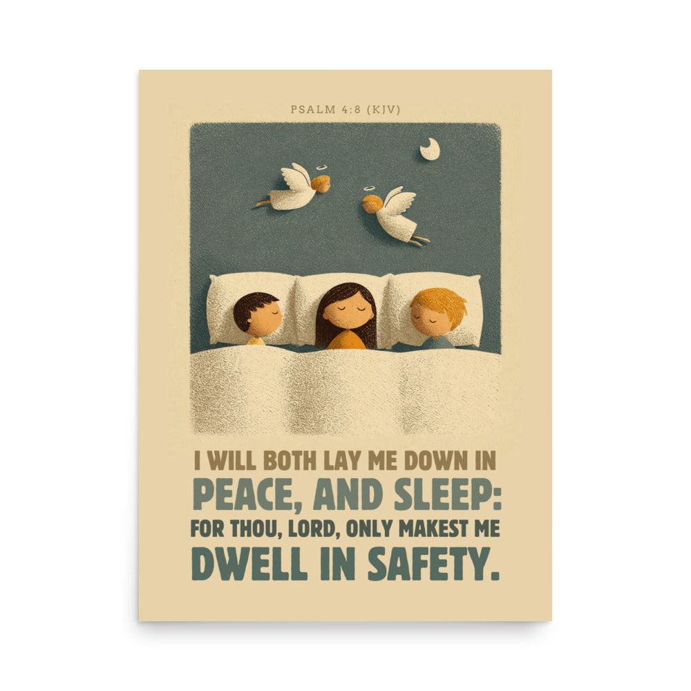 Psalm 4:8 Nursery Wall Art    Unframed Matte Paper / 8″×10″-Unframed Matte Paper / 11″×14″-Unframed Matte Paper / 12″×16″-Unframed Matte Paper / 12″×18″-Unframed Matte Paper / 16″×20″ 