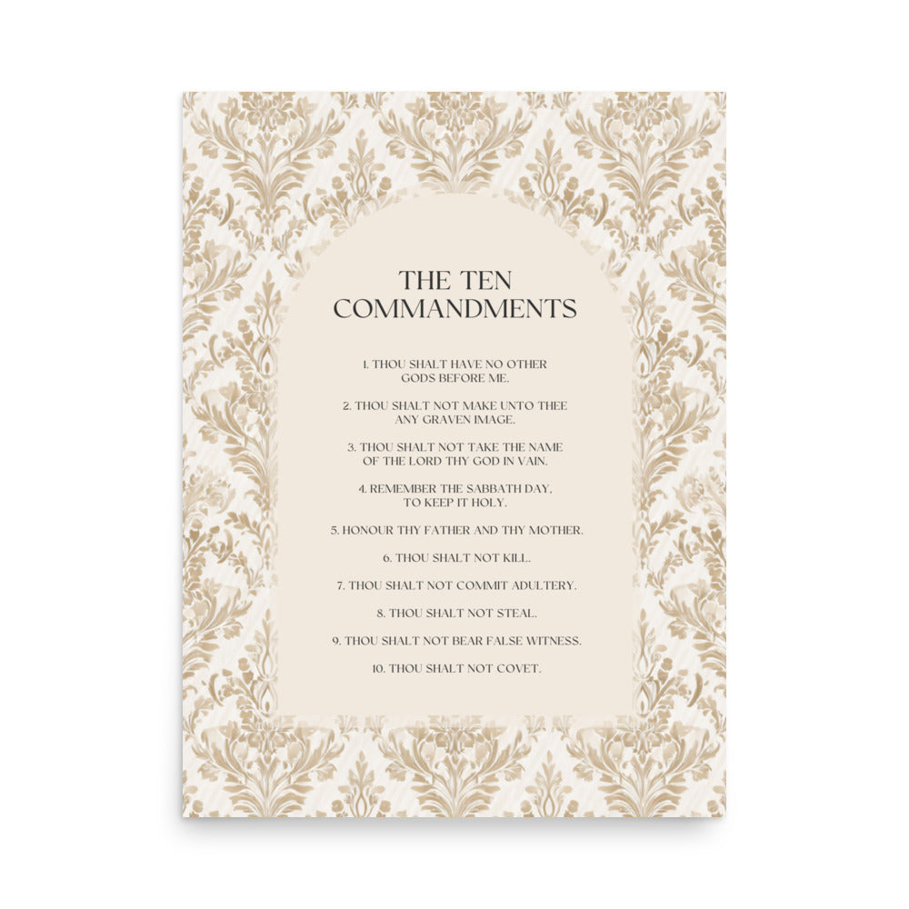 The Ten Commandments: Arch Design Print with Roman Numerals or List