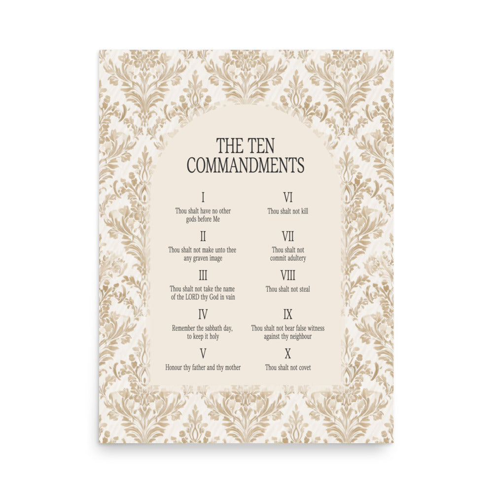 The Ten Commandments: Arch Design Print with Roman Numerals or List