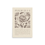 Psalm 23:1-4 Floral Art On Beige Background  