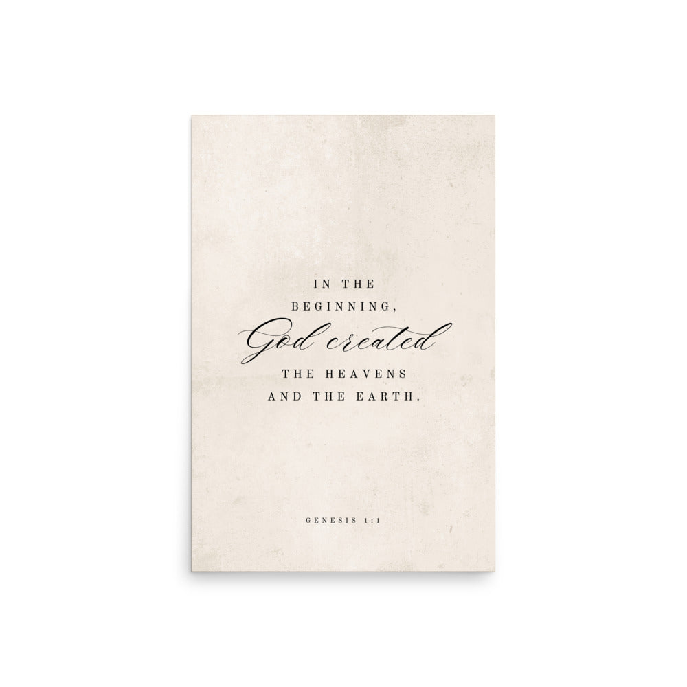 Genesis 1:1 White 20x30