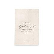 Genesis 1:1 White 20x30