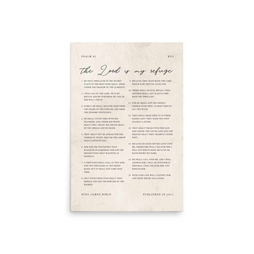 Psalm 91 KJV Entire Chapter On Beige  