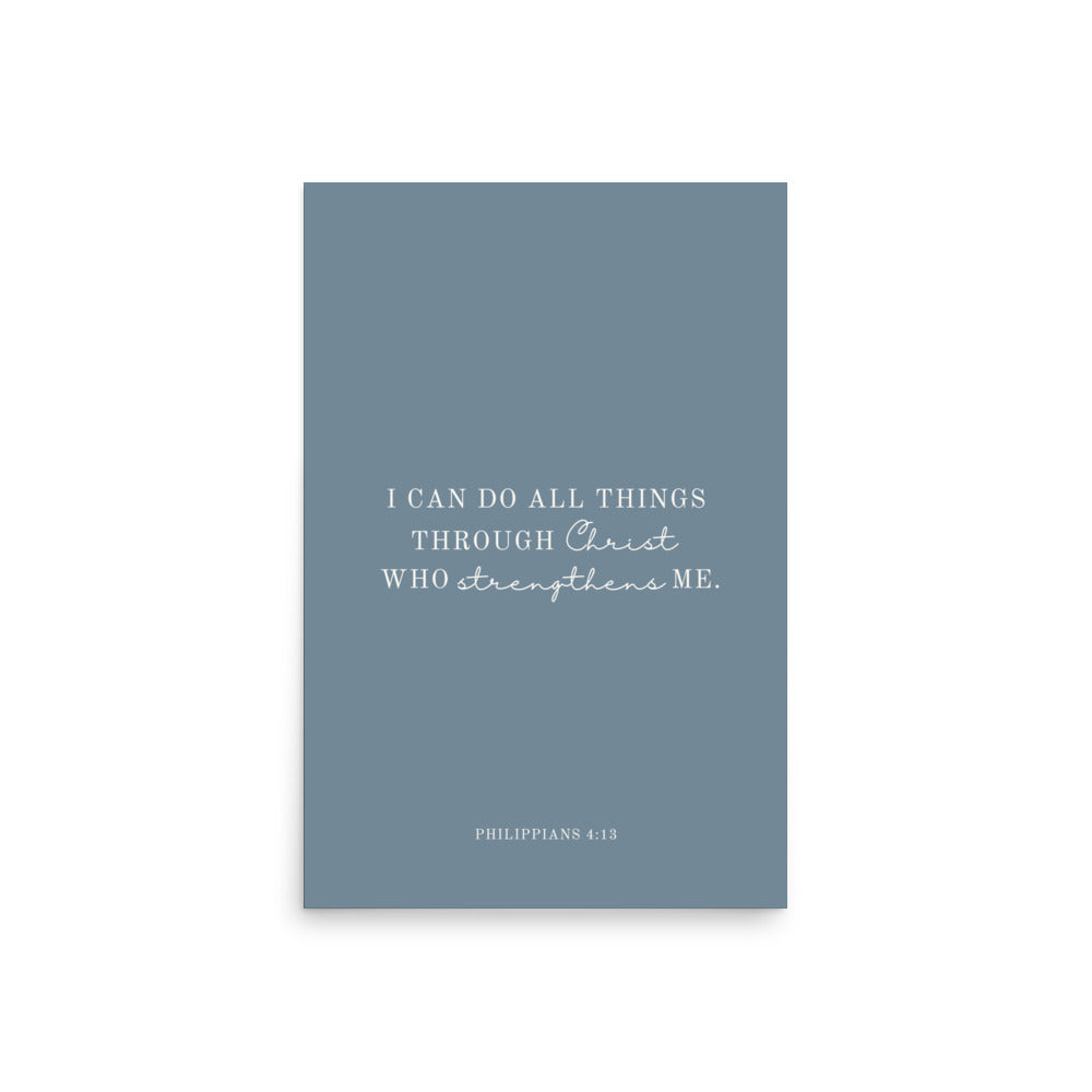 Philippians 4:13 Print - Light Blue Background  