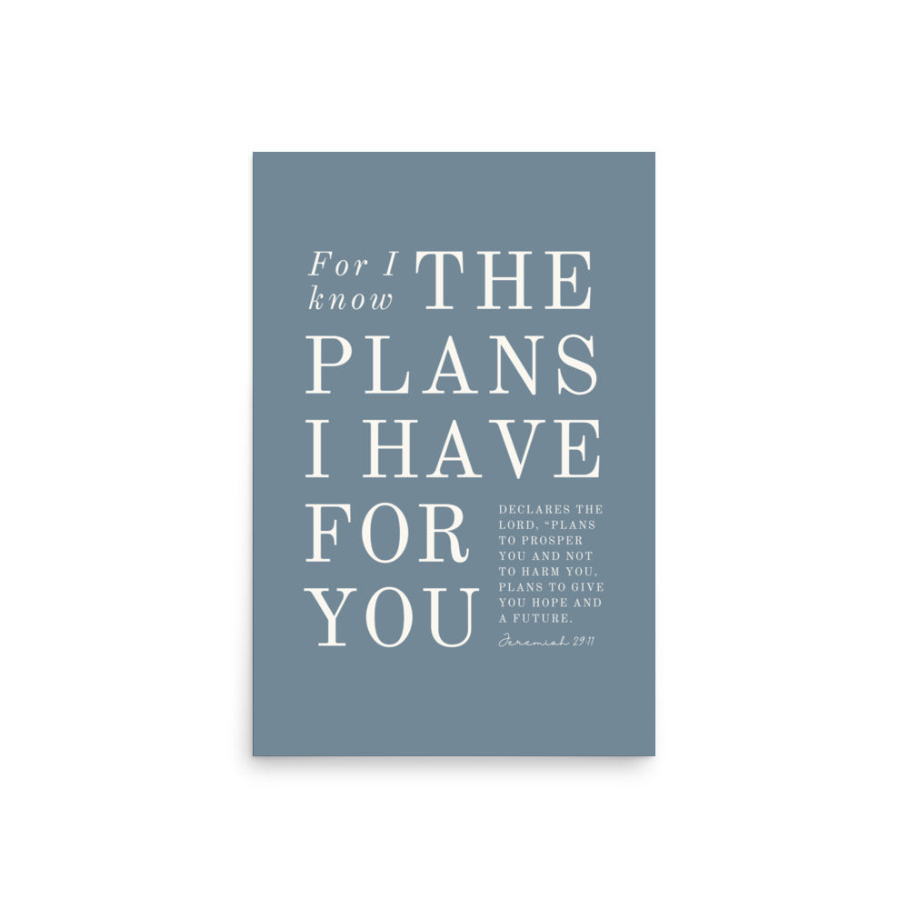Jeremiah 29:11 Warm Blues Slate Gray 20x30