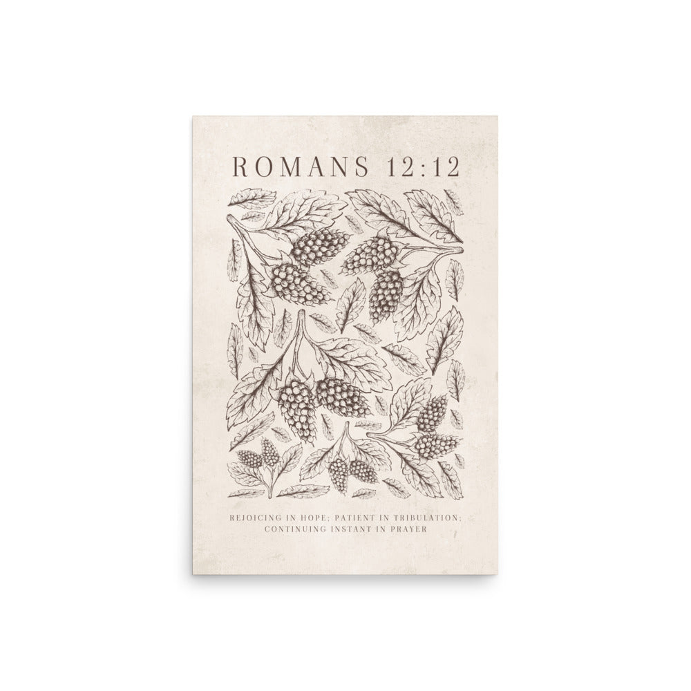Romans 12:12 Floral On Beige  