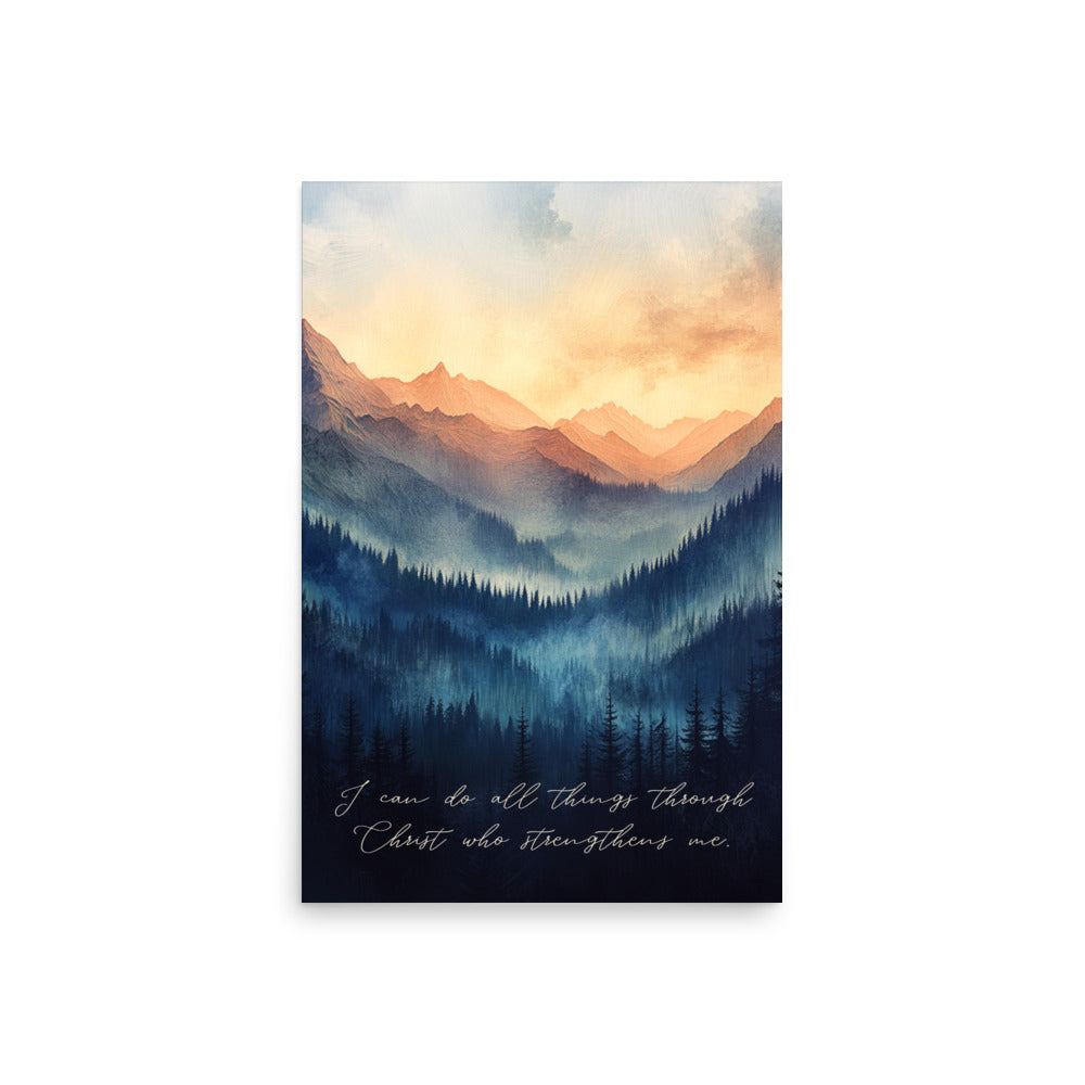 Philippians 4:13 - Mountain Landscape Art  