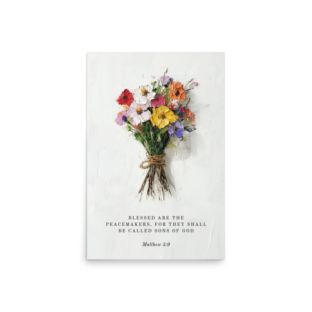 Matthew 5:9 With Flower Bouquet  