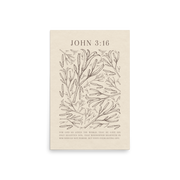 John 3:16 - Black Floral Art On Beige Background